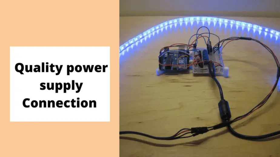 Quality power supply connection with led strip